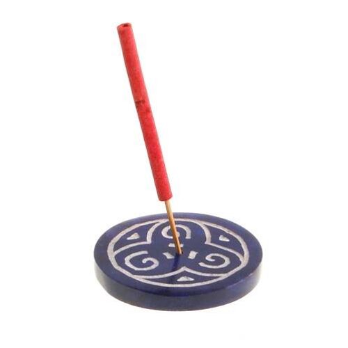 Incense holder, soapstone, Celtic blue (TAR18702)