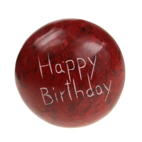 Sentiment pebble round, Happy Birthday, red (TAR1950)