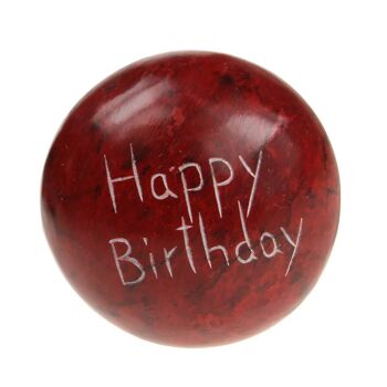 Galet Sentiment rond, Happy Birthday, rouge (TAR1950) 2
