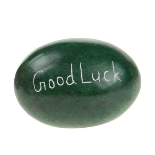 Sentiment pebble oval, Good Luck, bright green (TAR1952)