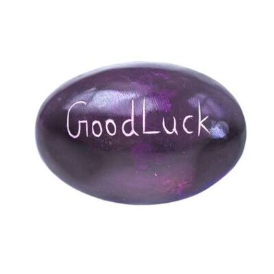 Sentiment pebble oval, Good Luck, purple (TAR1953)