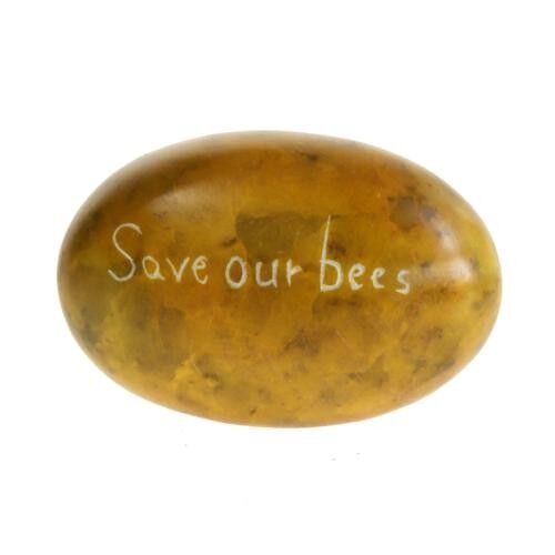 Sentiment pebble oval, Save our Bees, yellow (TAR2111)