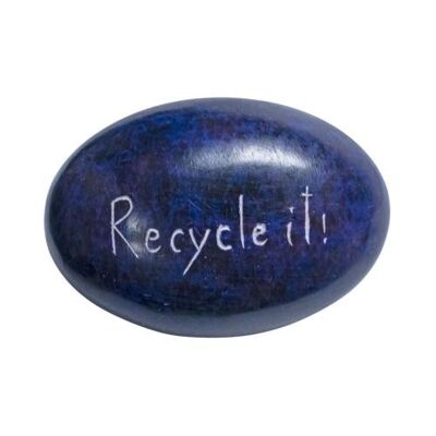 Sentiment pebble oval, Recycle It, blue (TAR2112)