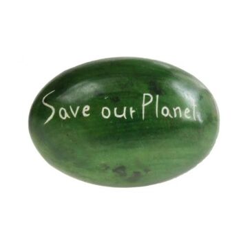 Galet Sentiment ovale, Save our Planet, vert (TAR2113) 1