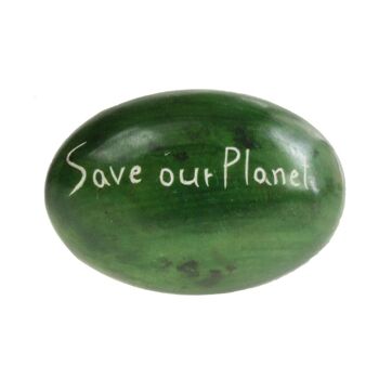 Galet Sentiment ovale, Save our Planet, vert (TAR2113) 2