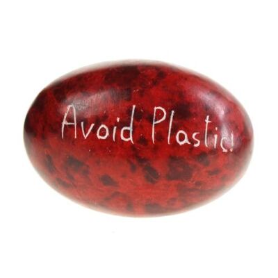 Sentiment pebble oval, Avoid Plastic, red (TAR2115)