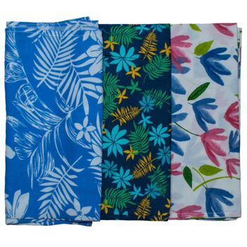 Lot de 3 serviettes, motifs fleurs et fruits (TAR2171) 3