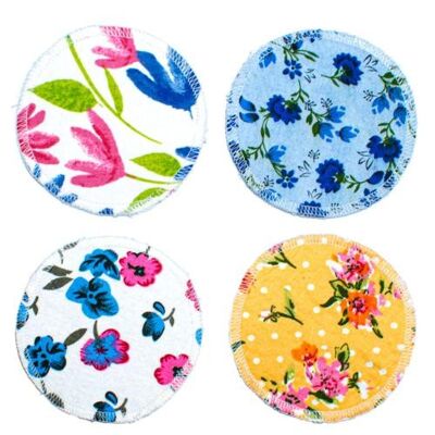 Set of 4 reusable makeup removers, floral designs (TAR2181)