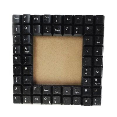 Photo picture frame with recycled computer keyboard tile decoration 4x4 inch photo (TAR2212)