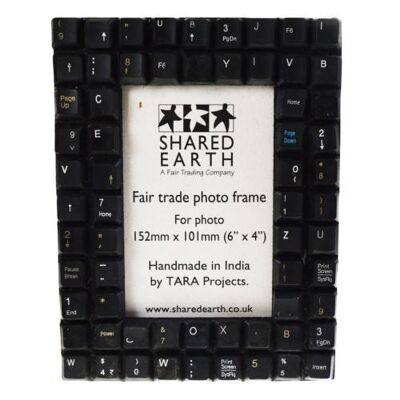 Photo picture frame with recycled computer keyboard tile decoration 4x6 inch photo (TAR2213)