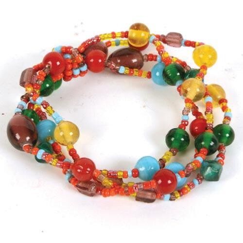 Bracelet multicoloured glass bead 4 string (TAR3046)