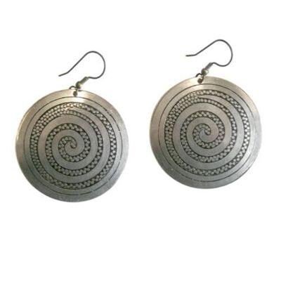 Earrings silver colour dome shape with spiral (TAR7863A)