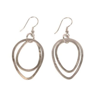 Earrings silver colour 2 oval hoops (TAR7864)