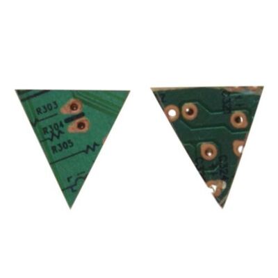 Stud earrings, recycled circuit board triangle (TARC1813)