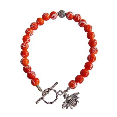 Bracelet with orange beads and bee (TARCOL1808B)