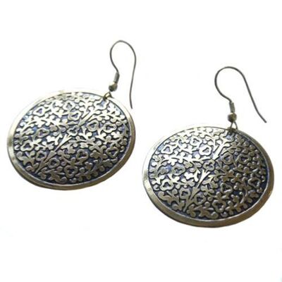 Earrings black and gold coloured circle (TARE1708)
