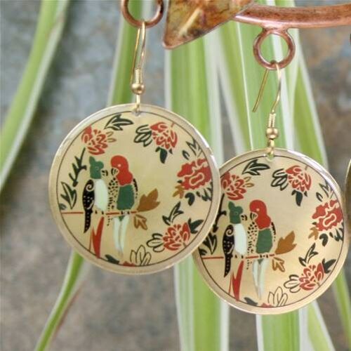 Earrings gold coloured with parrots (TARE1709)