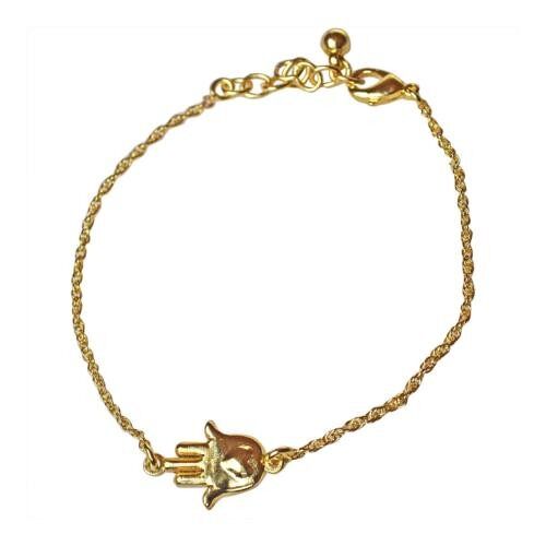Bracelet with hamsa hand charm, gold colour (TARG006)