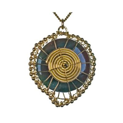 Agate pendant circle, gold colour chain (TARJ2171)