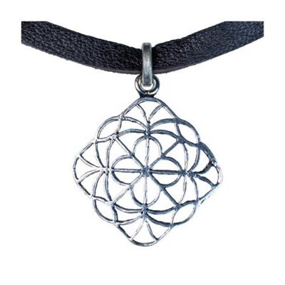 Choker silver colour mandala pendant (TARJ2181)