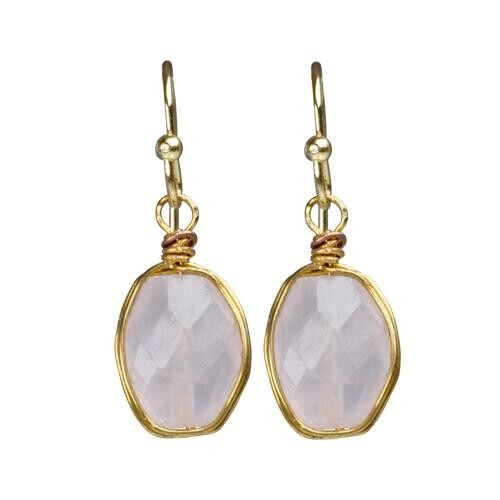 Earrings single drop rose quartz (TARJ2220)