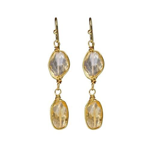 Earrings double drop citrine (TARJ2224)