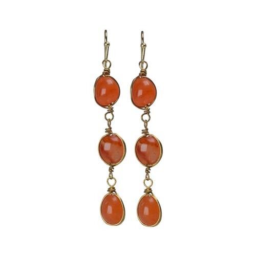 Earrings double drop carnelian (TARJ2229)