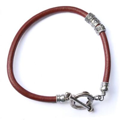 Bracelet (men's/unisex) red with silver coloured clasp (TARM1804)