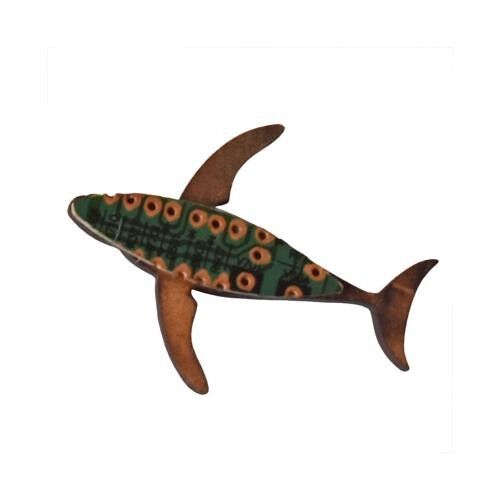 Magnet with recycled circuit board, shark (TARM212)