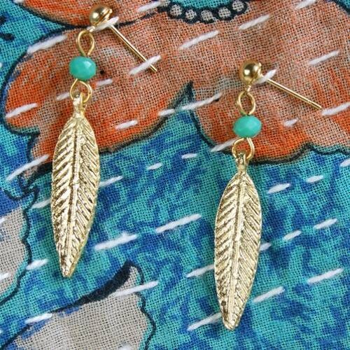 Earrings small gold leaves (TARTU1704)