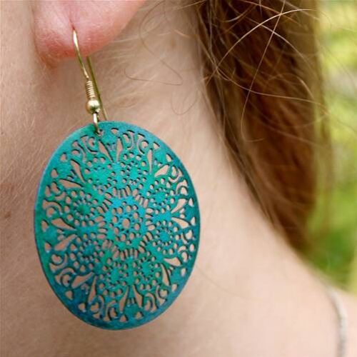 Earrings turquoise cutout discs (TARTU1711)