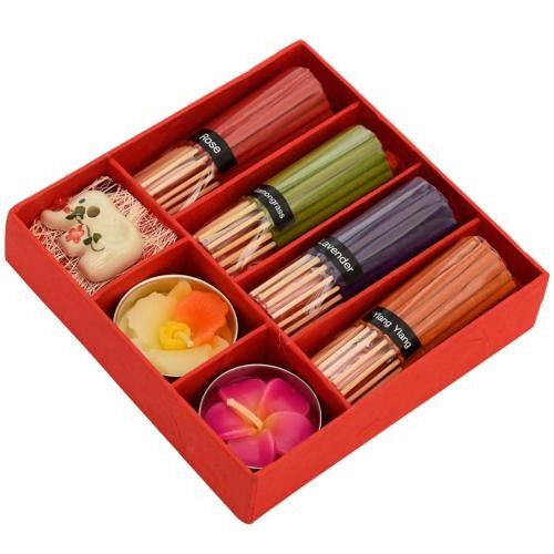 Incense and candle gift set, red box (TTH003)