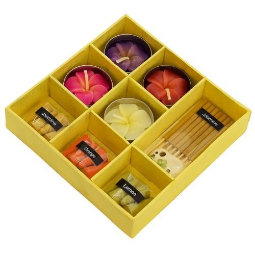 Incense and candle gift set, yellow box (TTH004)