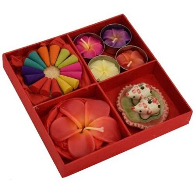 Incense and candle gift set, red box (TTH005)