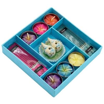 Incense and candle gift set, blue (TTH007)