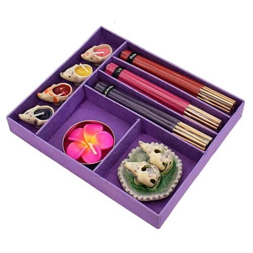 Incense and candle gift set, purple (TTH008)