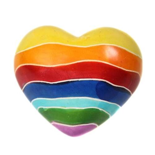 Stone heart pebble rainbow 5cm (UN006)