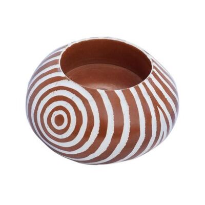 Kisii stone round t-lite holder, brown (UN030)