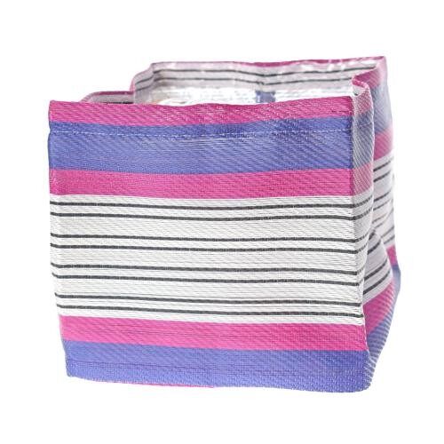 Planter plant holder recycled plastic cement bags, pink blue stripes 10x10x10cm (UP005)