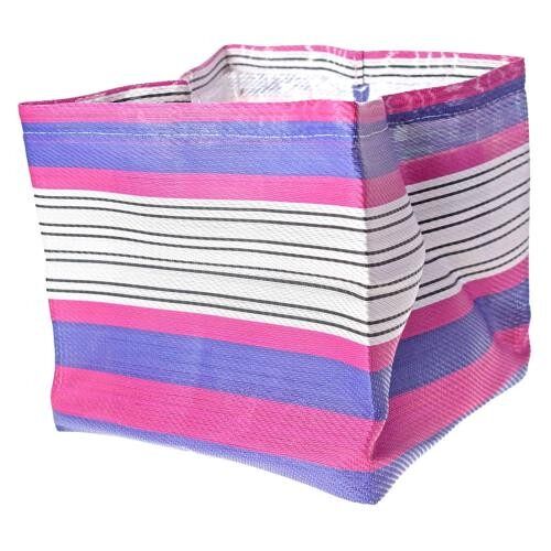 Planter plant holder recycled plastic cement bags, pink blue stripes 15x15x15cm (UP006)
