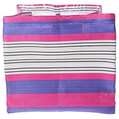 Planter plant holder recycled plastic cement bags, pink blue stripes 20x20x20cm (UP007)