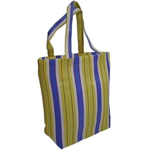 Shopper recycled plastic cement bags, purple yellow stripes 38x40x12cm (UP010)