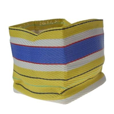Planter plant holder recycled plastic cement bags, purple yellow stripes 10x10x10cm (UP012)