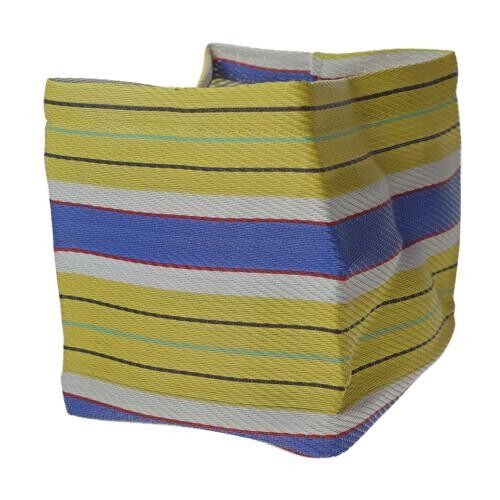 Planter plant holder recycled plastic cement bags, purple yellow stripes 15x15x15cm (UP013)