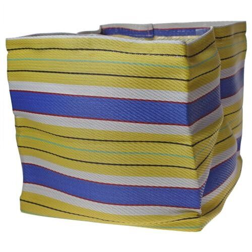 Planter plant holder recycled plastic cement bags, purple yellow stripes 20x20x20cm (UP014)