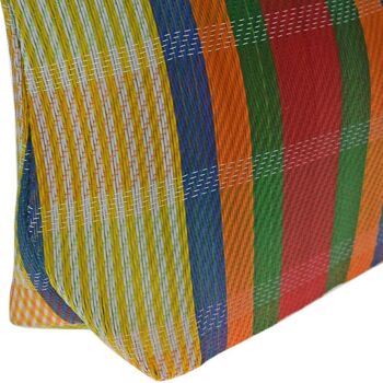 Sac pochette en sacs de ciment en plastique recyclé, rayures lumineuses multicolores 22x16x7cm (UP016) 4