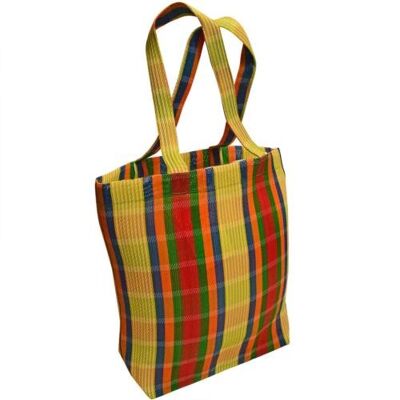Shopper recycled plastic cement bags, multicoloured bright stripes 38x40x12cm (UP017)