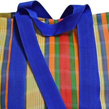 Sac de plage/shopping sacs en ciment plastique recyclé, rayures lumineuses multicolores 56x36x22 (UP018) 3
