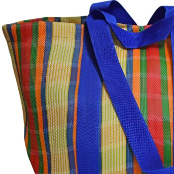 Sac de plage/shopping sacs en ciment plastique recyclé, rayures lumineuses multicolores 56x36x22 (UP018) 4