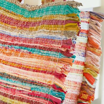 Sac fourre-tout Rag chindi sari recyclé multicolore 30x28x15cm (UP037) 3